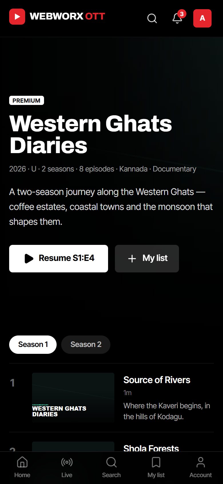 Mobile series page