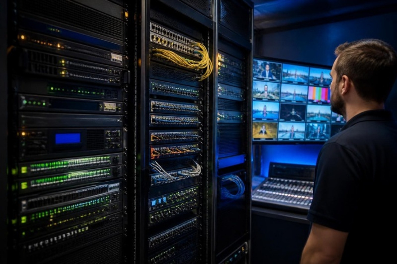 Broadcast playout racks and multiviewer